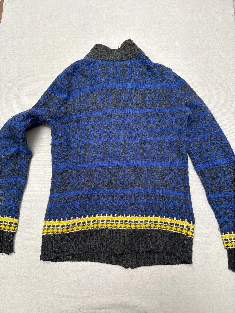 Summit Sweater European Blue Black Yellow Zip-Up UK - M